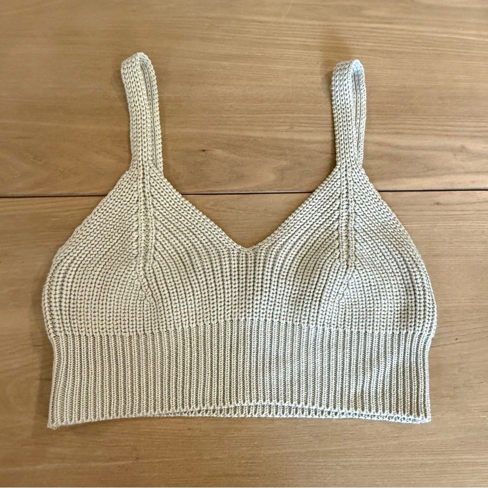 En‎ Saison Knit Crochet Crop Top Bralette Size Medium EUC